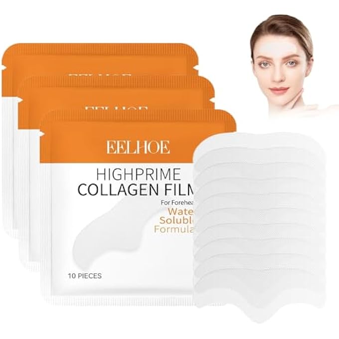 EELHOE PACK OF 30 FOREHEAD MICRONEEDLING FACIAL PATCHES, WRINKLE PLASTERS, KEEPS SKIN MOIST AND SOFT AND FILLS SKIN MOISTURE, SMOOTHS FINE LINES AND WRINKLES - Image 1